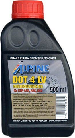 Alpine LV DOT 4 ABS, ESP, ASR, 0,5 л (0101112) тормозная жидкость пластиковая тара фото