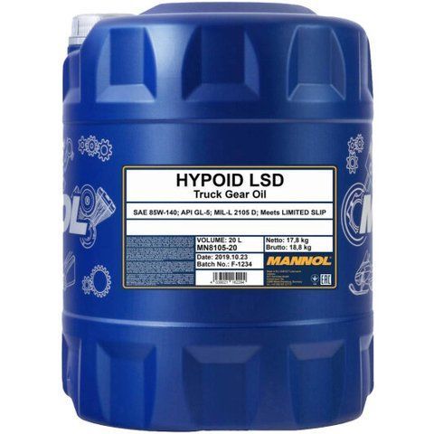 Mannol Hypoid LSD GL-5 LS 85W-140, 20 л (MN8105-20) мінеральна трансмісійна олива фото