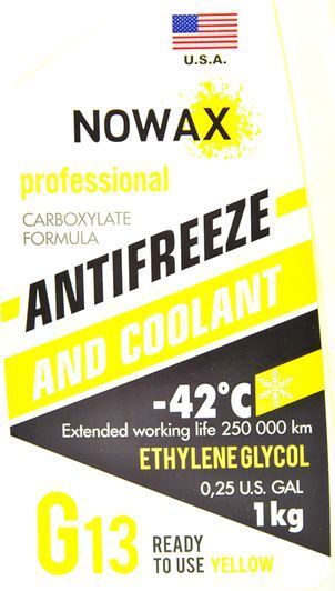 Nowax G13 жовтий -42 &deg;C, 1 л (NX01012) готовий антифриз фото