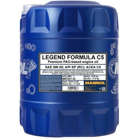 Mannol Legend Formula C5 0W-20 20 л, (MN7921-20) моторна олива фото