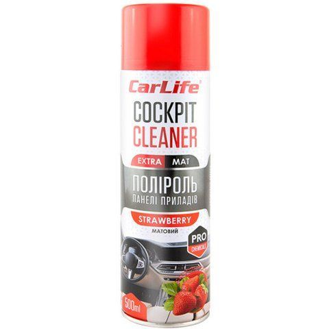 Полироль для салона Carlife Cockpit Cleaner Extra Mat клубника 500 мл фото