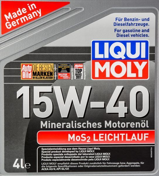 Liqui Moly MoS2 Leichtlauf 15W-40 4 л, (1949) моторна олива фото