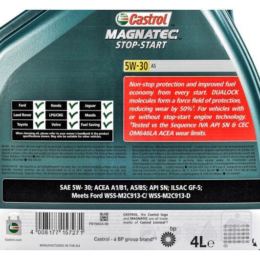 Castrol Magnatec Stop-start A5 5W-30 4 л, (URMSS53A54X4L) моторное масло фото