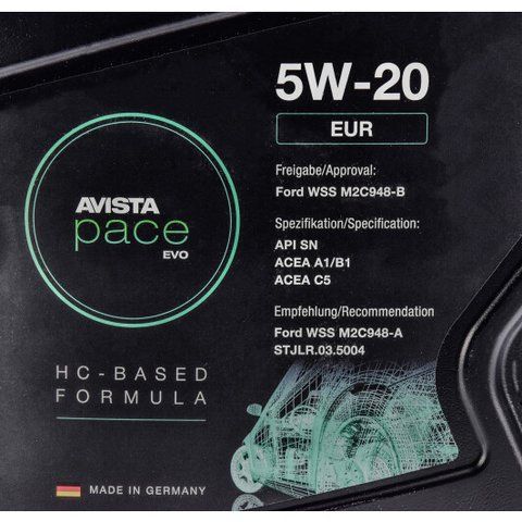 AVISTA Pace EVO EUR 5W-20 5 л (166916) моторна олива фото