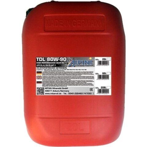 Alpine TDL GL-4 / 5 MT-1 80W-90, 20 л (072520) синтетическое трансмиссионное масло фото