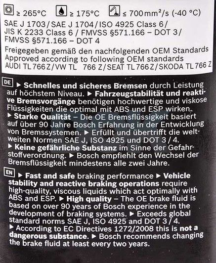 Тормозна рідина Bosch ENV4 DOT 4/DOT 5.1 фото