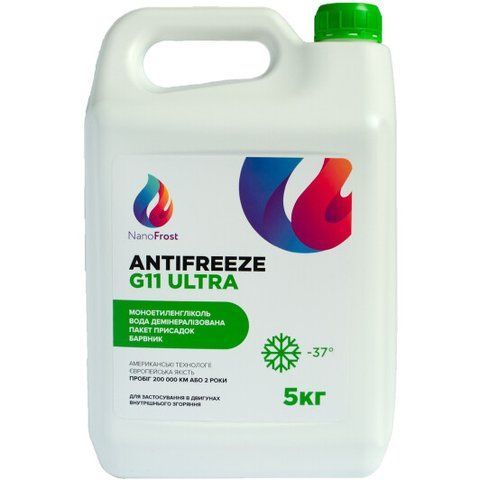 Готовий антифриз NanoFrost Ultra G11 зелений -37 &deg;C фото