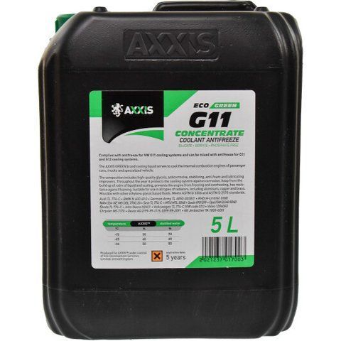 Axxis Eco G11 зеленый, 5 л концентрат антифриза фото