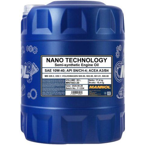 Mannol Nano Technology 10W-40 20 л, (MN7503-20) моторна олива фото