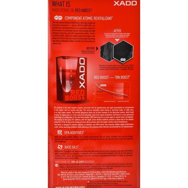 XADO Atomic Oil SHPD Red Boost 10W-40, 5 л (XA26349) моторна олива фото