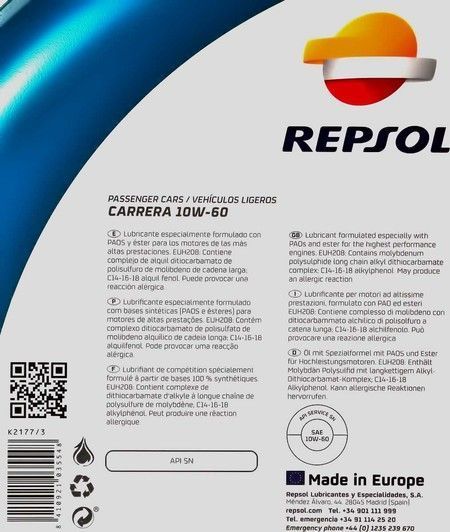 Repsol Carrera 10W-60 4 л, (rp050g54) моторное масло фото