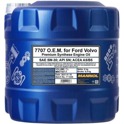 Mannol O.E.M. For Ford Volvo 5W-30 7 л, (MN7707-7) моторное масло фото