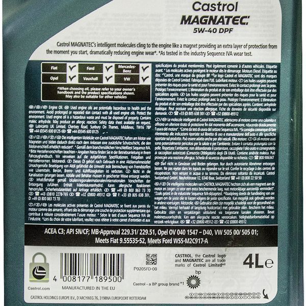 Castrol Magnatec Diesel DPF 5W-40, 4 л (15C4AA) моторна олива фото