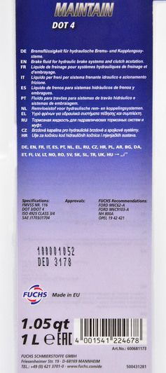Fuchs Titan DOT 4, 1 л (TITANMAINTAINDOT41L) тормозная жидкость фото