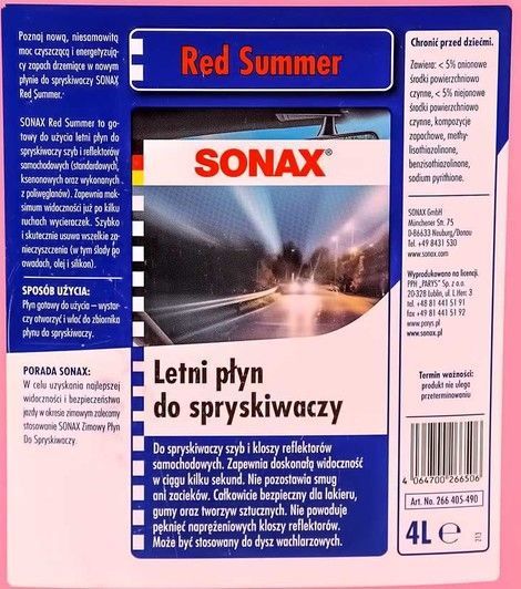 Sonax Red Summer літній 4 л, (266405) омивач фото