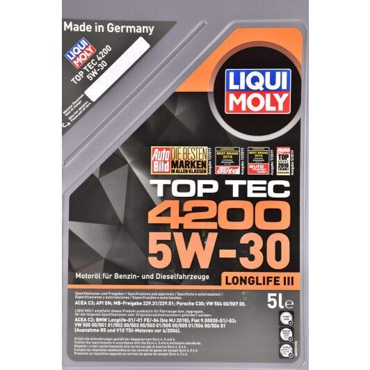 Liqui Moly Top Tec 4200 5W-30 5 л, (7661) моторное масло фото
