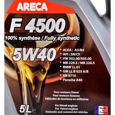 Areca F4500 5W-40 5 л, (032f000500) моторное масло фото